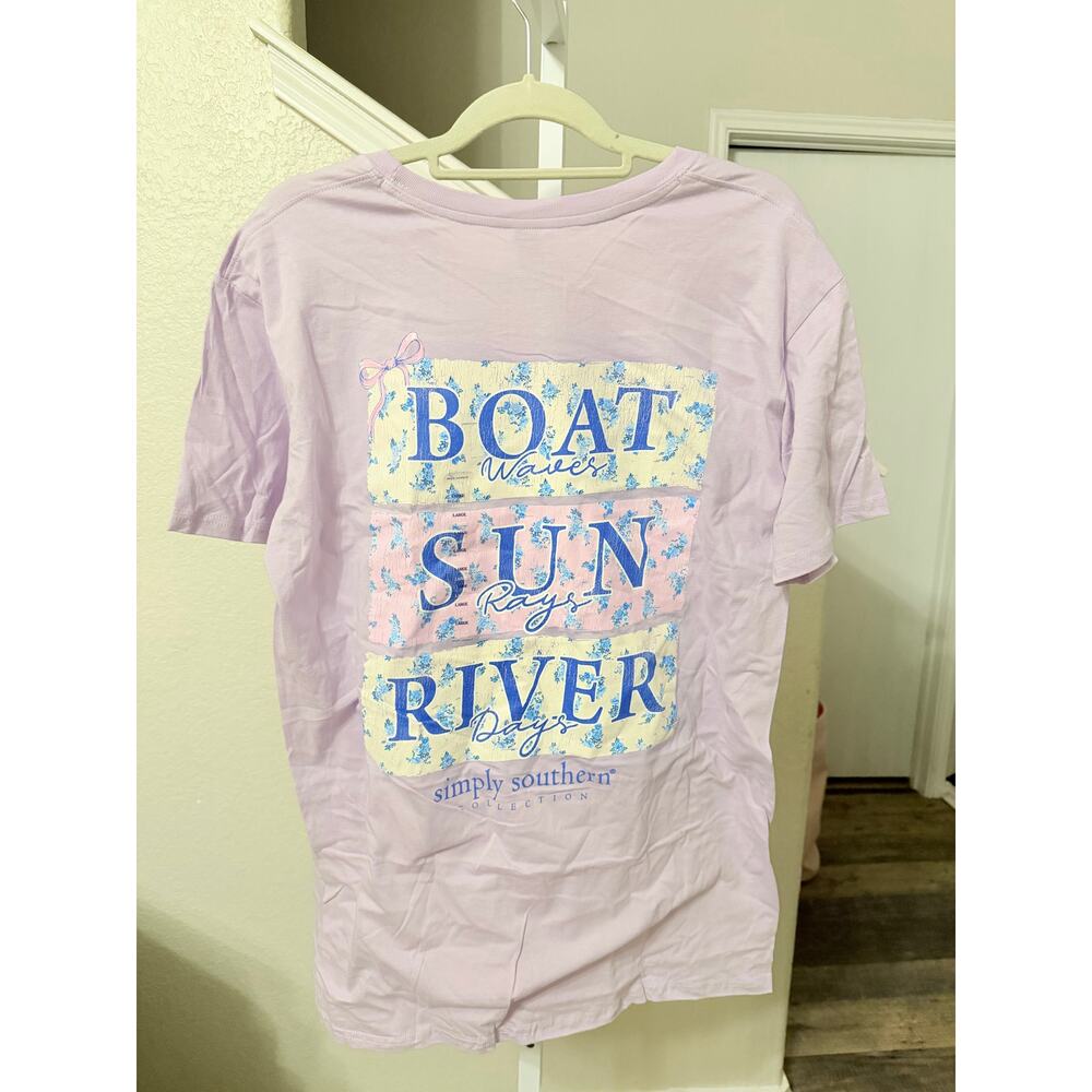 Simply Southern lilac Boat Sun River Graphic Tee Size Large - Picture 2 of 4